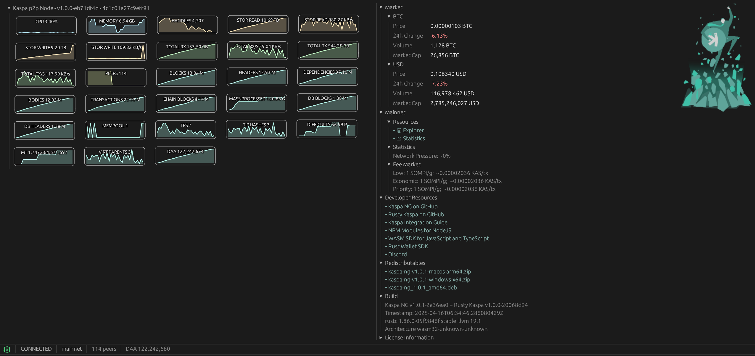 Kaspa NG Desktop View