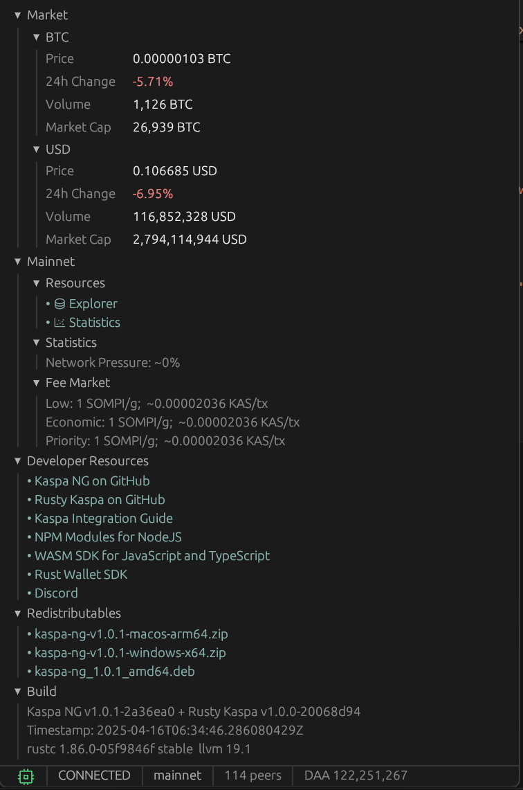 Kaspa NG Mobile View